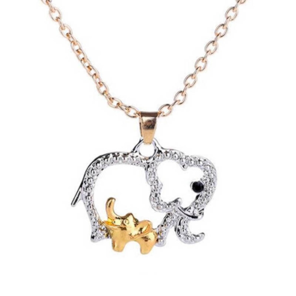 Dbl Elephant Pendant Necklace Jewelry Mother's Day - Picture 2 of 2